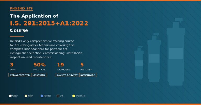 The Application of I.S. 291:2015+A1:2022 Course - fire extinguisher technician training Ireland - Phoenix STS